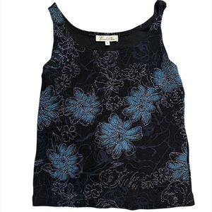 Black and Blue sparky floral Top